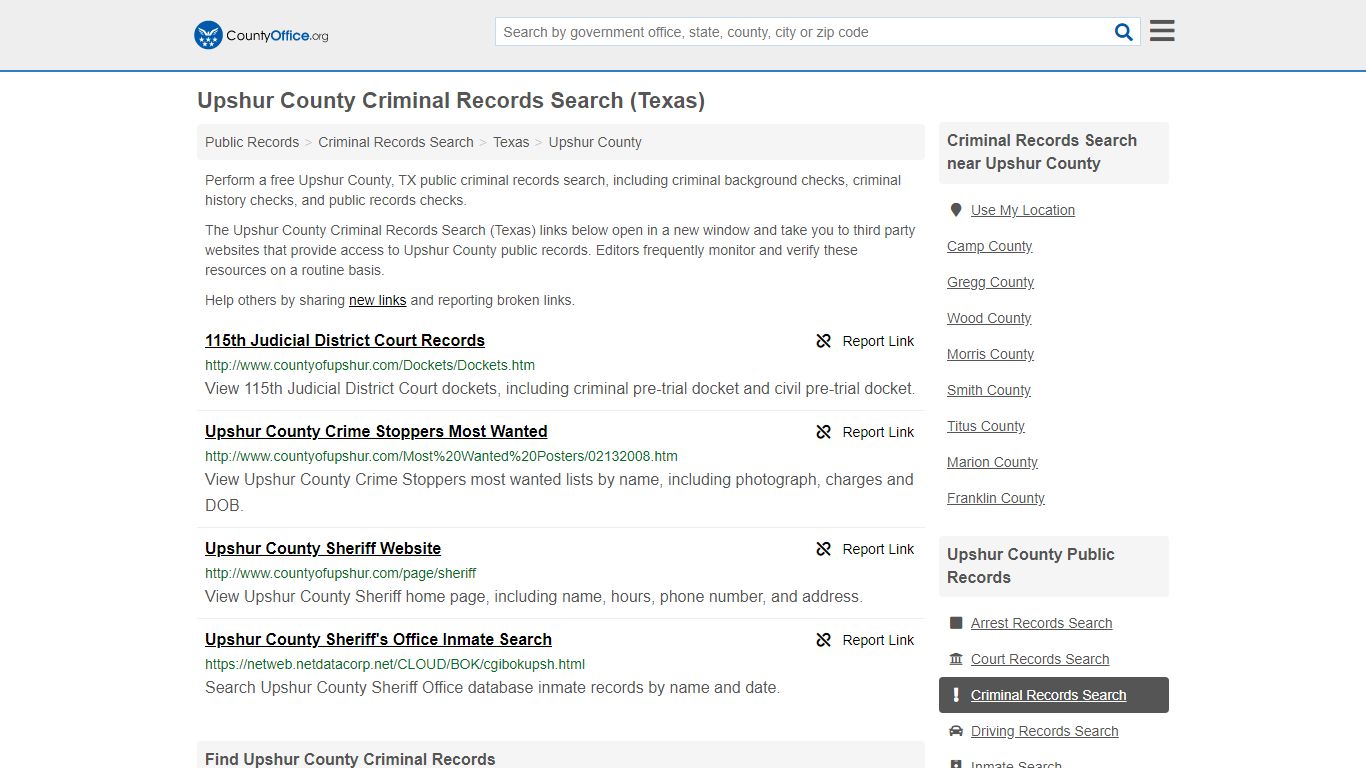 Criminal Records Search - Upshur County, TX (Arrests ...